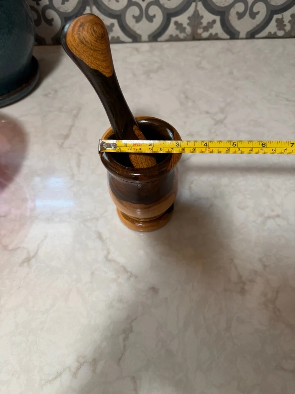 Beautifully Handcrafted Wooden Mortar and Pestle - Cottage Shades of Wood tones